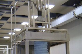 Filling stations with overhead scales