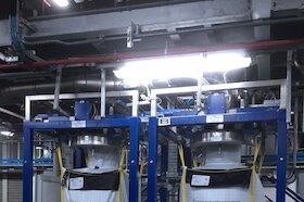 Filling stations with overhead scales